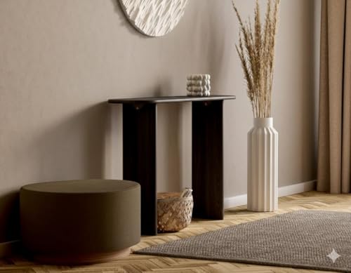 Image of Furniture Modern Solid Wood Console Table with Rounded Edges, Natural Finish, Minimalist Scandinavian Style Entryway Furniture Set for (Style 1, Walnut, 100x30x70)