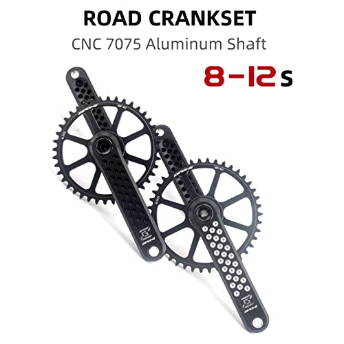 Evosid Bike Cranksets Road Bike Crankset 40/42/44/46/48T Gxp Single Chainring 10/11/12 Speed Cnc Crank With Bracket Bottom (Silver Crank 44T+Bb, 170Mm) #TOP1
