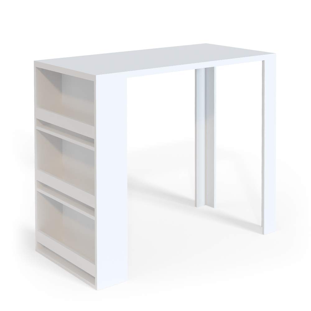 Vicco Table de Bar, Blanc, 57x117cm | avec étagères ouvertes pour le rangement des ustensiles de cuisine