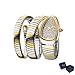 KLSKLYL Iced Out Snake Bracelet Fashion Women's Watch Gold Steel Wrapped Strap Quartz Watches Women Casual Ladies Wristwatch (Silver Gold)
