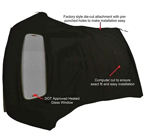 AutoBerry: Ford Mustang Convertible Top (2005-2014) Complete Factory Style Heated Glass Window in Sailcloth Vinyl Black