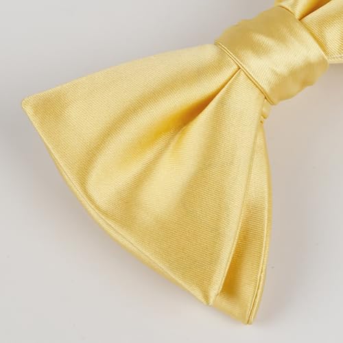 Image of Alizeal Mens 4pcs Formal Solid Bow Tie Set | Pre-tied Pocket Square Cufflinks Boutonniere for Wedding Everyday Use