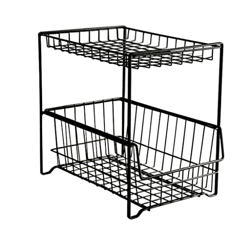 QIAOLI Estante de Metal para Especias de 2 Niveles, estantes de despensa para Armario de Cocina, Estante de Almacenamiento de pie con barandilla para el hogar Cover