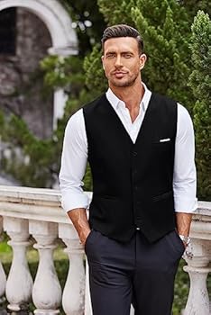 COOFANDY Men's Business Suit Vests Formal Dress Waistcoat Casual Vest for Suit or Tuxedo Dark Gray XXL : Buy Online at Best Price in KSA - Souq is now