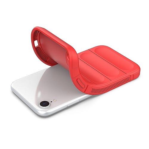 Image of Amazon Brand - Solimo Mobile Cover for Apple iPhone XR | Full Camera Protection | Liquid Silicon Case | Flexible Bumper Case for Apple iPhone XR (Red)