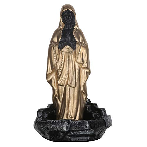 Image of Craftam Big Size Virgin Mother Mary Smoke Backflow Cone Incense Holder with 20 Incense Cones, Christian Religious Gifts (LWH 10X10X19 cm)
