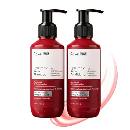 Image of Ravel PRO Damage /Hyaluronic Repair Shampoo & Conditioner Pack of 2, Restores & Strengthens Damaged Hair, Repairs Split Ends & Adds Shine, Suitable For All Hair Types, Men & Women - 150ml each
