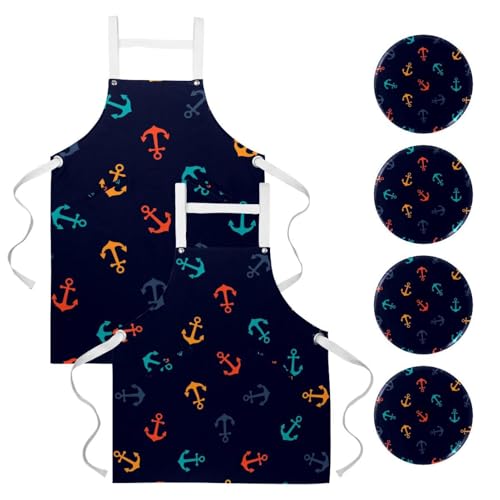 Tablier de cuisine pour restaurant bistrot bar et travail avec broches ancres colorées