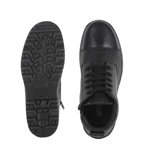 Image of Liberty Warrior 7190-166 Police Boots for Men, Genuine Leather, Single Density PU Sole, Hard Toe, Light Weight, Black & Tan, Sizes-5UK-12UK