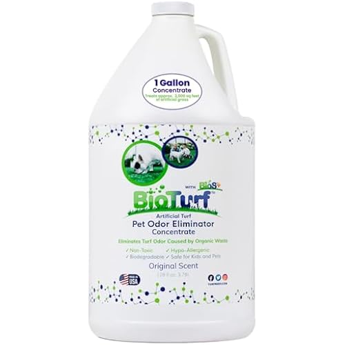 BioTurf BioS+ Turf Cleaner for Pet Urine Outdoor – Artificial Turf Cleaner Deodorizer Concentrate – Fake Grass & Yard Deodorizer for Dog Urine & Feces – Enzyme Kennel Odor Eliminator 1 Gallon