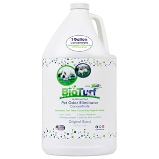 BioTurf BioS+ Odor Eliminator Concentrate - Artificial Turf Cleaner for Dog Urine & Feces - Outdoor Yard Deodorizer Enzyme Odor Eliminator for Fake Grass, Patios, Kennels & Gravel - 1 Gallon