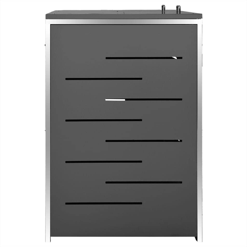 KOIECETA Mülltonnenbox für 2 Tonnen Abschließbar Rostfrei Müllbox Mülltonnenverkleidung Mülltonne Müllcontainer Gartenbox 138x77,5x115,5cm Edelstahl Anthrazit