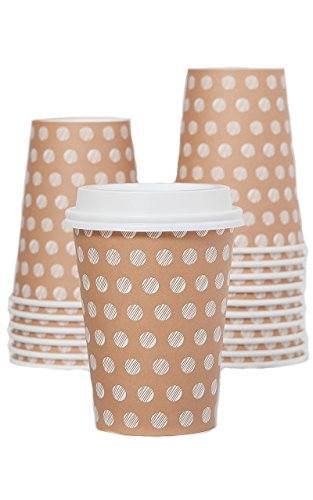 The #1 Most Stylish Disposable Paper Coffee Cups by Little Beans - 100 pack Insulated Hot Cup To Go - Quantity 100 Cups & 100 Secure Lids - Best Quality Guaranteed - 12 ounce size