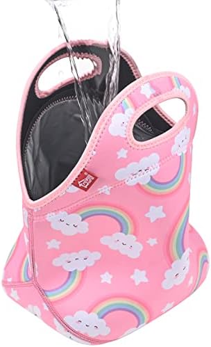 yookee home Lunch Bag for Kids Lunch Box Insulated Lunch Bag Reusable Washable Neoprene Lunch Bag for Girls Thermal Lunch Bag Waterproof Leak Proof Freezable Lunch Bag Kids Lunch Tote Bag Rainbow