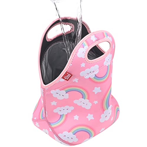 Yookee Home Lunch Bag For Kids Lunch Box Insulated Lunch Bag Reusable Washable Neoprene Lunch Bag For Girls Thermal Lunch Bag Waterproof Leak Proof Freezable Lunch Bag Kids Lunch Tote Bag Rainbow #TOP9