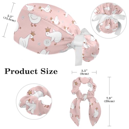 Image of Butterfly Scrub Cap Women with Ponytail & Buttons Adjustable Surgical Nurse Hat with Cotton Sweatband for Long Hair