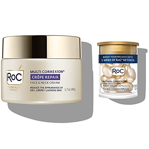 RoC Crepe Repair Anti Aging Face Moisturizer & Neck Firming Cream (1.7 oz) + RoC Retinol Capsules (7 CT)