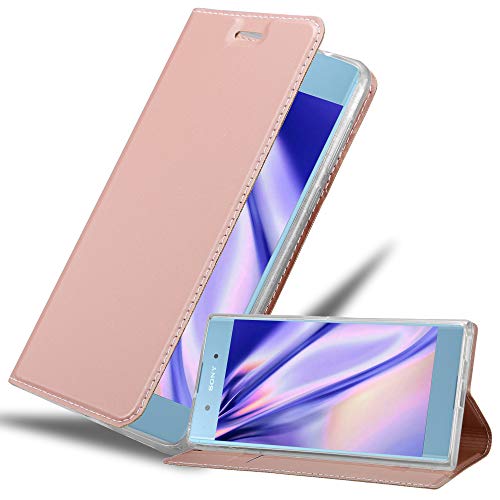 Cadorabo Hülle kompatibel mit Sony Xperia XA1 Plus aus Premium Kunst Leder Flip Klappbare Stoßfeste Magnetische [Standfunktion] [Kartenfächern] Cover Hülle für Sony Xperia XA1 Plus Tasche in Rosa