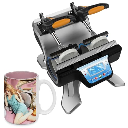 Prensa térmica para tazas doble estación con pantalla digital miniatura 1