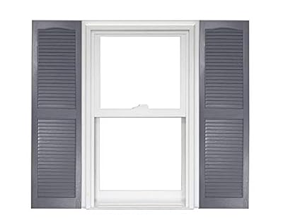 Polaris Homeside Open Louver Vinyl Shutters (1 Pair) 14-1/2in. x 39in. - 410 Gray