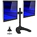 Mount-It! Free Standing Dual Monitor Stand | Double Arm Desk Mount Fits Two x 21 24 27 Inch Computer Screens | 2 Heavy Duty Full Motion Adjustable Arms | VESA 75 100 Compatible | Grommet Base Included