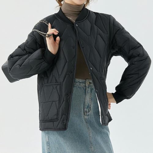 Everyday Essential: Black Women's Diamond Quilted Padded Jacket – Cozy, Casual, and Chic! - Image 5