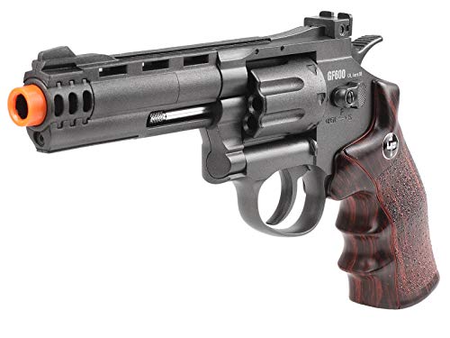 GameFace ACG357 CO2-Powered GF600 Semi-Auto 8-Shot 357 Airsoft Revolver, Grey/Brown