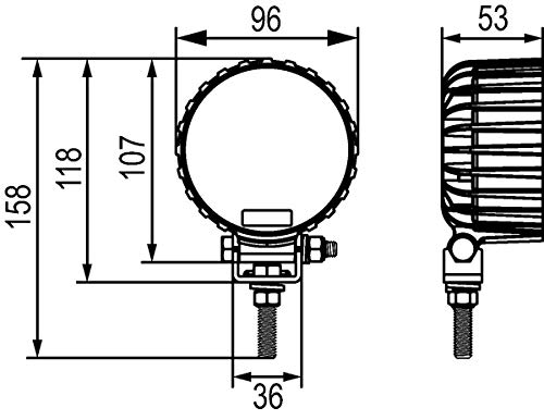HELLA VALUEFIT LED Projecteur de travail R2200-24V / 12V - 2200lm - vissé/ Montage en saillie - support de montage pivotant - Éclairage du champs proche - Câble: 800mm - 1G1 357 105-022