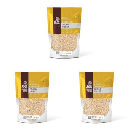 Image of Pure & Sure Organic Proso Millet 500gm | Varigulu, Baragu, Chena Bajra | Rich in Fiber and Protein | 100% Natural & Unpolished | Gluten-Free | Rich in Protein & Fiber (Pack of 3)