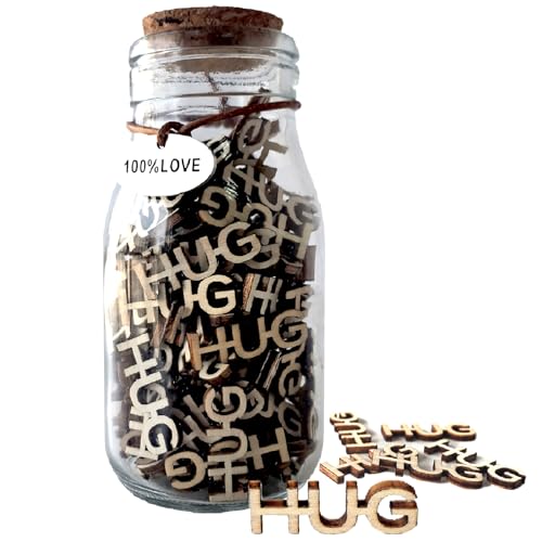 Fun-Plus Hugs to Give Those You Miss,Hugs in a Jar Gift,Hug Wooden Cutout Letter Funny Gifts for Valentine's Day, Birthday, Anniversary, Christmas