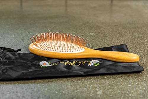 Luxury Hair Brush. Perfect For Hair Extensions! Bamboo Handled Copper Metal Bristle Hairbrush, Anti-Static Brush, Hair Extension Brush, Wig Brush, Copper Bristled Brush, Detangling Hairbrush, Ecologically Friendly Bamboo Hairbrush #TOP5