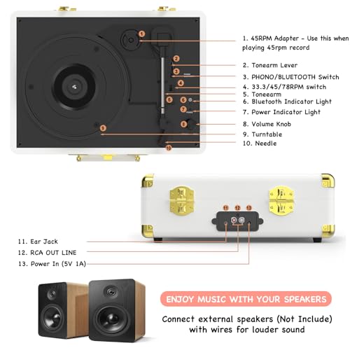 Phonographe vintage blanc portable à offrir pour les passionnés