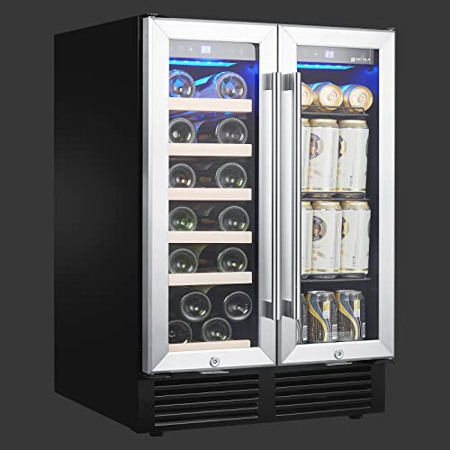 Sotola Beverage And Wine Refrigerator Freestanding Or Built-In 24 Inch Wine Fridge Dual Zone Wine Cooler With Tempered Glass Door And Temperature Memory Function Quiet Operation Wine Cellars #TOP28