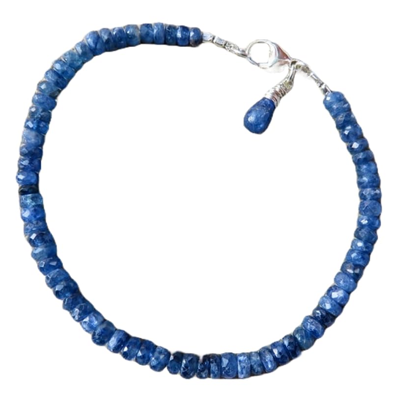 Bracelet en saphir bleu véritable LKBEADS, perles rondelles à facettes et argent