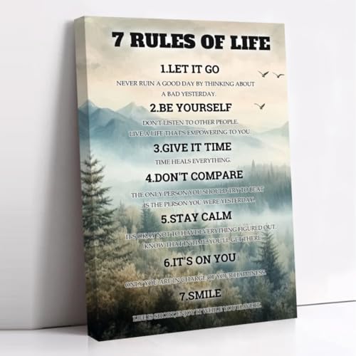 CCWORKERRY 7 Rules of Life Wall Art Inspirational Quotes Picture