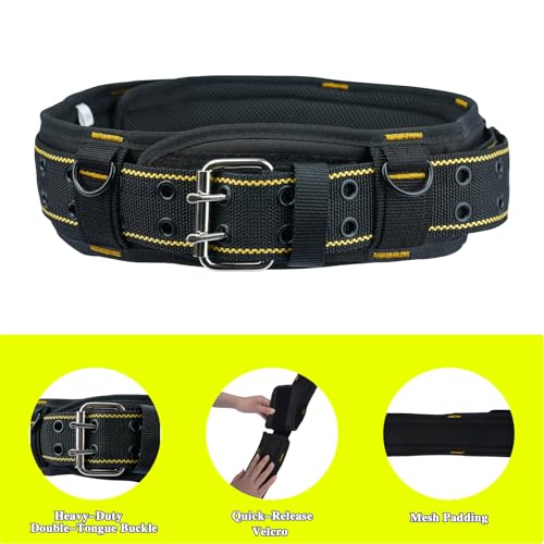 Image of MELOTOUGH Padded Tool Belt for Men, Heavy Duty Work Belt with D ring, Adjustable Waist 34 inch-46 inch for Electrician(Tool Belt Suspenders Not Included)