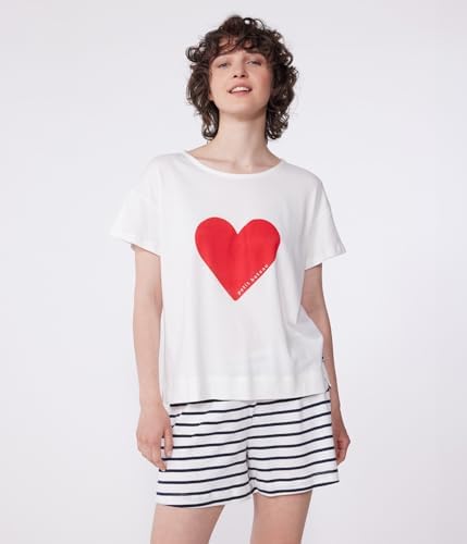 Petit Bateau Damen A0CJU Pyjacourt, Weiß/Blau, XL