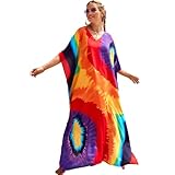 【Talla】: Una talla se ajusta a la mayoría de las mujeres (el vestido kaftan es maxi largo, se recomienda para alturas de 170 cm y superiores, M-5XL/38-50).