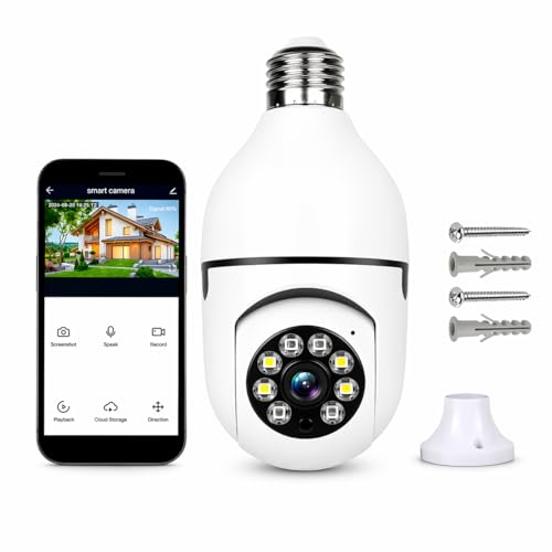 Câmera Lampada De Segurança Inteligente Ip Wifi Com Visão Noturna Vigilancia Interna Externa Giratoria Espiã 360º Cor Branco
