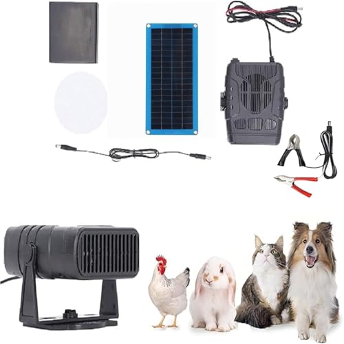 Chicken Coop Heater for Winter, Portable Car Solar Powered Heater with Overheat Protection, Fast Heating, Ideal for Drying Heating Pet House Warm Wind Gear (30W)