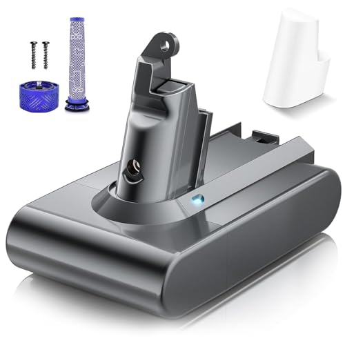 6000mAh V6 Akku für Dyson, Powtree Ersatzakku für Dyson V6 DC62 SV03 DC58 DC59 DC61 DC72 DC74 SV04 SV05 SV06 SV07 SV09 Animal Absolute Staubsauger (2 Filter + 1 Batterie Schutzkappe + 2 Schrauben)