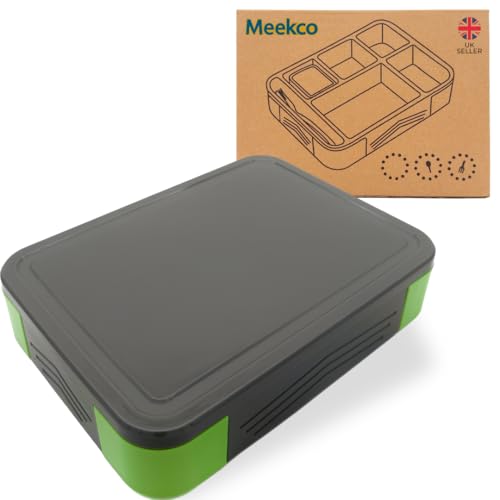 Meekco Adult & Kids Lunch Box with Compartments – Large Capacity, Leakproof, BPA-Free, Heat Resistant, Microwave & Dishwasher Safe Snack Box – Bento Box with Cutlery & Separate Pot from UK Seller