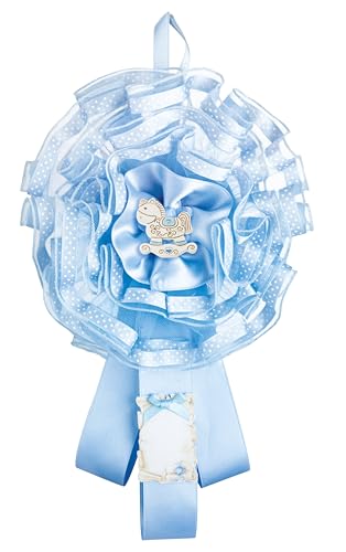 Cocarde de naissance rubans satin parchemin cadeau idéal futurs parents