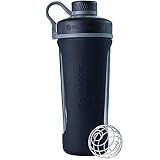 BlenderBottle Radian Wasserflasche| Protein Shaker| Diät Shaker| Fitness Shaker | BPA frei | mit BlenderBall | Glas| Glasflasche mit Silikonhülle - black, 820ml , skaliert bis 710 ml
