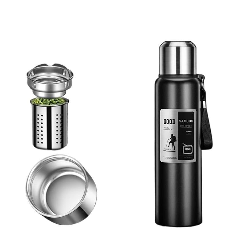 Thermos Mug Long-lasting 72 Hours Large Capacity 316 Stainless Steel Men's Outdoor Travel Mountaineering Portable.(Black 800ML)