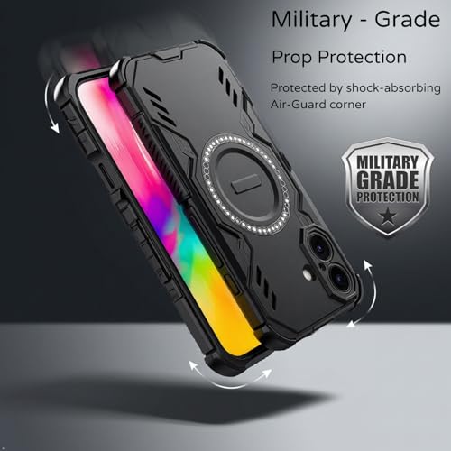 Image of ShieldTech Back Cover Case for Apple iPhone 16 Plus | 360 Protection Mobile Phone Case Mag-Safe | Camera Protection | i Phone 16 Plus Back Cover | iPhone 16Plus - Black TPU+PC