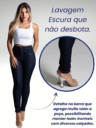 Calça Jeans Feminina Sawary Heart Premium Elastano Lycra Bonita Confortável (as2, waist, numeric_38,