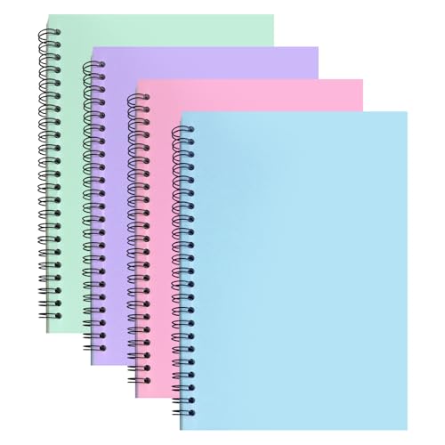 ABCDPP 4 Packs Spiral Notepad A5, A5 Notebook, 100 Pages/50 Sheets Colorful Cover Wirebound Notebooks Bulk Journals, 14 CM * 21 CM Lined Notebook for Business Office School Travel