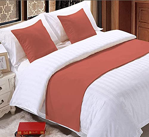 California King Size (19"X108") Hotel Quatily Solid Bed Runner Scarf Protector Slipcover Brick Red Color Bed Decorative Scarf For Bedroom Hotel Wedding Room #TOP22