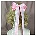 Produktbild HNXMJ Spitze Bowknot Haarband Haarnadel Haarnadel Pearl Bowknot Lange Ribbon Haarnadel Mädchen Anime Lolita Haarschmuck (Color : F)